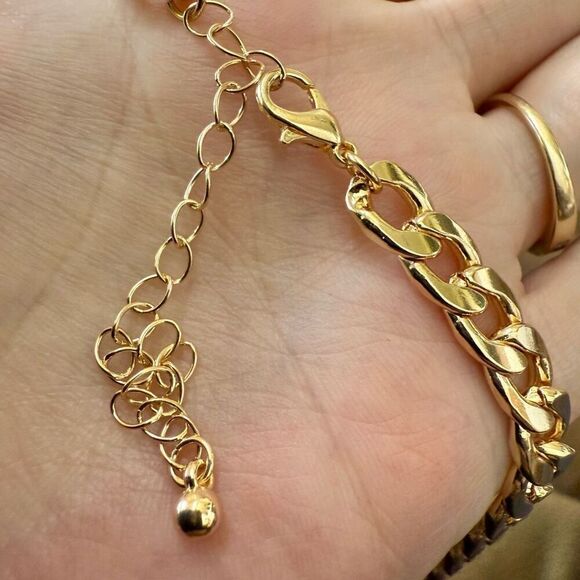 White Diamond Simulated Green Emerald Glass Leopard Head Link Gold Necklace - Picture 6 of 7